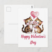 Schattige kittens en hartballonnen Valentijn Briefkaart (Voorkant / Achterkant)