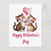 Schattige kittens en hartballonnen Valentijn Briefkaart (Voorkant)