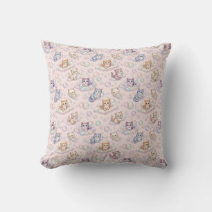 Schattige Kittens en Pastel Bubbel Patroon Kussen