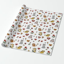 Schattige Kittens & Hearts Wrapping Paper
