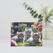 Schattige Kittens in de Bloementuin Briefkaart (Staand voorkant)