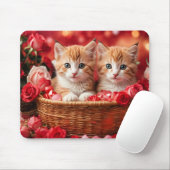 Schattige Kittens in een Strooien Mand Muismat (Met muis)