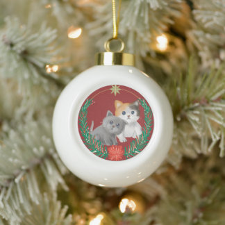 Schattige Kittens Keramische Bal Ornament