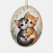 Schattige Kittens Knuffelen Samen Keramisch Ornament (Rechts)