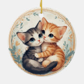 Schattige Kittens Knuffelen Samen Keramisch Ornament (Achterkant)
