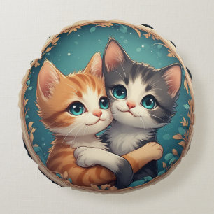Schattige Kittens Knuffelen Samen Rond Kussen