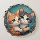 Schattige Kittens Knuffelen Samen Rond Kussen (Achterkant)