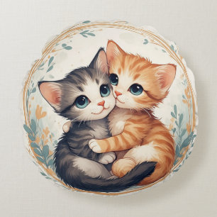 Schattige Kittens Knuffelen Samen Rond Kussen