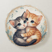 Schattige Kittens Knuffelen Samen Rond Kussen (Achterkant)