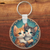 Schattige Kittens Knuffelen Samen Sleutelhanger (Voorkant)
