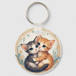 Schattige Kittens Knuffelen Samen Sleutelhanger