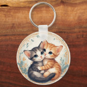 Schattige Kittens Knuffelen Samen Sleutelhanger (Achterkant)