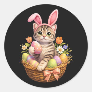 Schattige Kittens Liefhebbers Gelukkig Pasen Kat Ronde Sticker