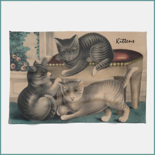  Schattige Kittens Lithograaf Theedoek