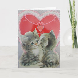 Schattige Kittens met Rode Hart Valentijnsdag Feestdagen Kaart