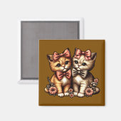 Schattige Kittens met strikken Magneet (Voorkant / Achterkant)