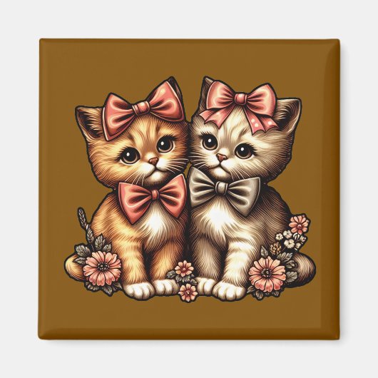 Schattige Kittens met strikken Magneet (Voorkant)