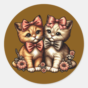 Schattige Kittens met strikken Ronde Sticker