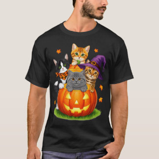 Schattige Kittens Pompoen Halloween Griezelig T-shirt