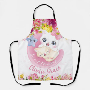 Schattige Kittens Vrienden Blush Roze Bloemen Aang Schort