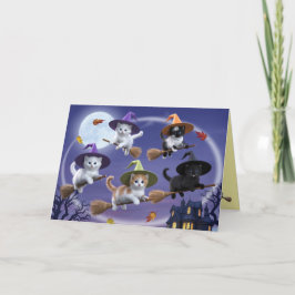 Schattige Kittenshegen Halloween Kaart