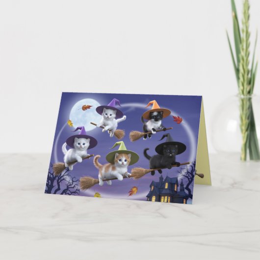 Schattige Kittenshegen Halloween Kaart (Voorkant)