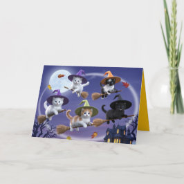 Schattige Kittensheman Halloweenkaart Feestdagen Kaart