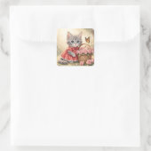 schattige kittenstickers vierkante sticker (Tas)