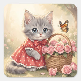 schattige kittenstickers vierkante sticker