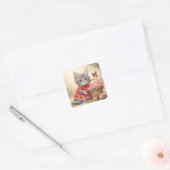 schattige kittenstickers vierkante sticker (Envelop)