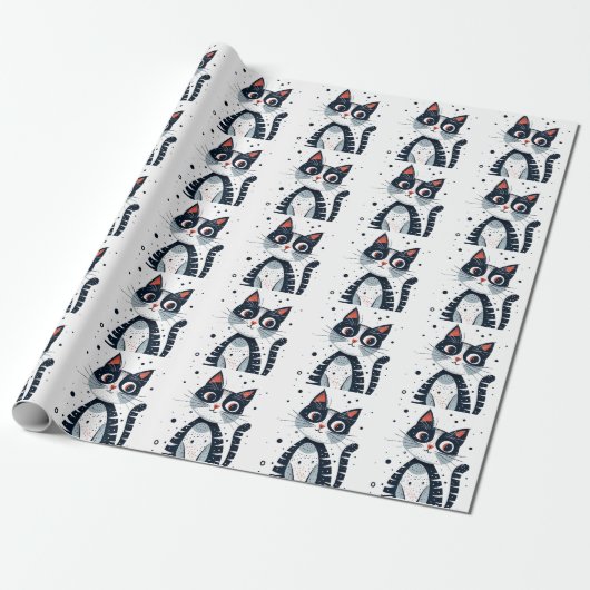 Schattige Kitty Cat Baby shower Cadeaupapier (Uitgerold)