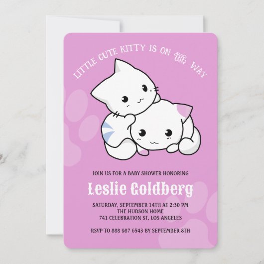 Schattige Kitty Cat Baby shower Kaart (Voorkant)