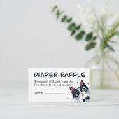 Schattige Kitty Cat Baby shower Luier Raffle Informatiekaartje (Staand voorkant)