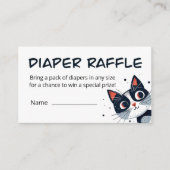 Schattige Kitty Cat Baby shower Luier Raffle Informatiekaartje (Voorkant)