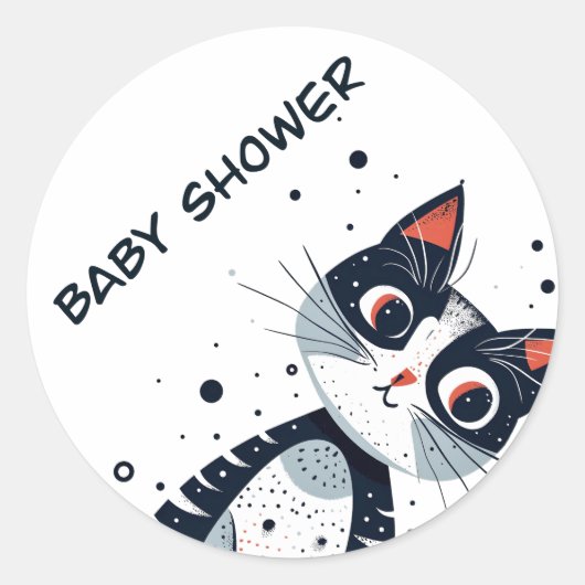 Schattige Kitty Cat Baby shower Ronde Sticker (Voorkant)
