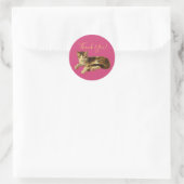 Schattige Kitty Cat Dank u Magenta Gold Script Ronde Sticker (Tas)