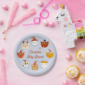 Schattige Kitty Cat gepersonaliseerd Baby shower Papieren Bordje (Feest)