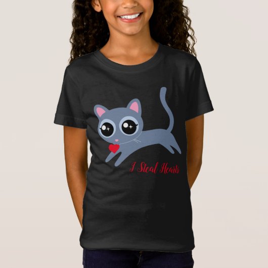 Schattige Kitty Cat I Steal Hearts Gift voor Meisj T-shirt (Voorkant)