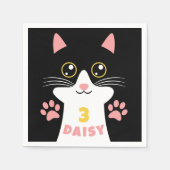Schattige Kitty Cat Kind's Verjaardagsfeest Servet (Voorkant)