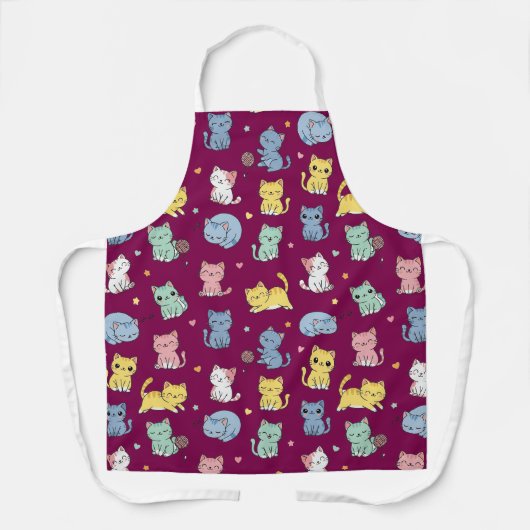 Schattige Kitty Cat Pattern Schort (Voorkant)
