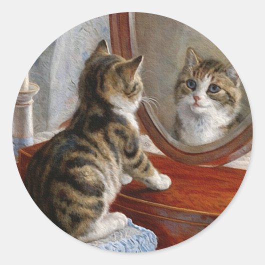 Schattige Kitty Cat schilderij van Frank Paton Ronde Sticker (Voorkant)