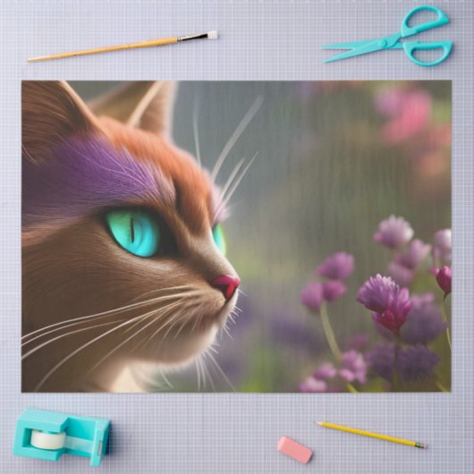 Schattige Kitty cat, Turquoise Eyes Tissuepapier (Craft)