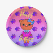 Schattige Kitty Cat Verjaardag regenboog Papieren Bordje