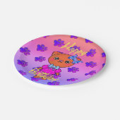 Schattige Kitty Cat Verjaardag regenboog Papieren Bordje (Gekanteld)