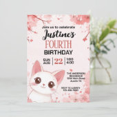 Schattige Kitty Cat verjaardagsfeestje Kaart (Staand voorkant)