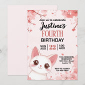 Schattige Kitty Cat verjaardagsfeestje Kaart (Voorkant / Achterkant)