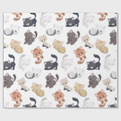 Schattige Kitty Cats Print Cadeaupapier (Vlak)