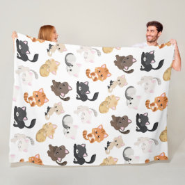 Schattige Kitty Cats Print Fleece Deken