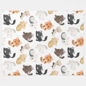 Schattige Kitty Cats Print Fleece Deken (Voorkant (Horizontaal))