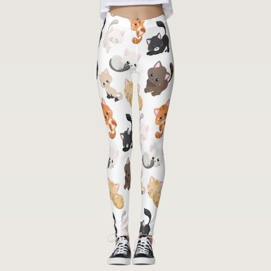 Schattige Kitty Cats Print Leggings (Voorkant)